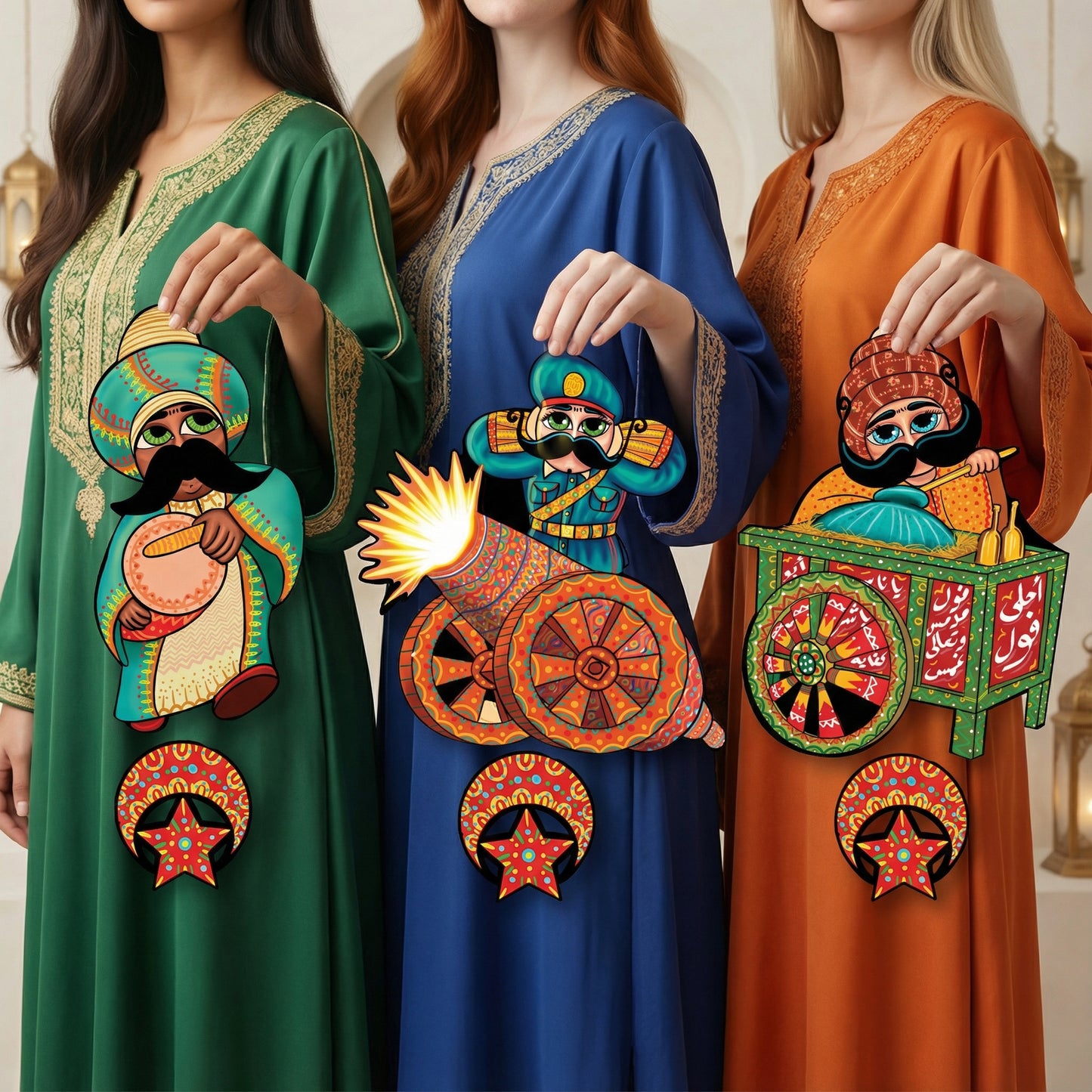 3 Wooden Danglers Decorations